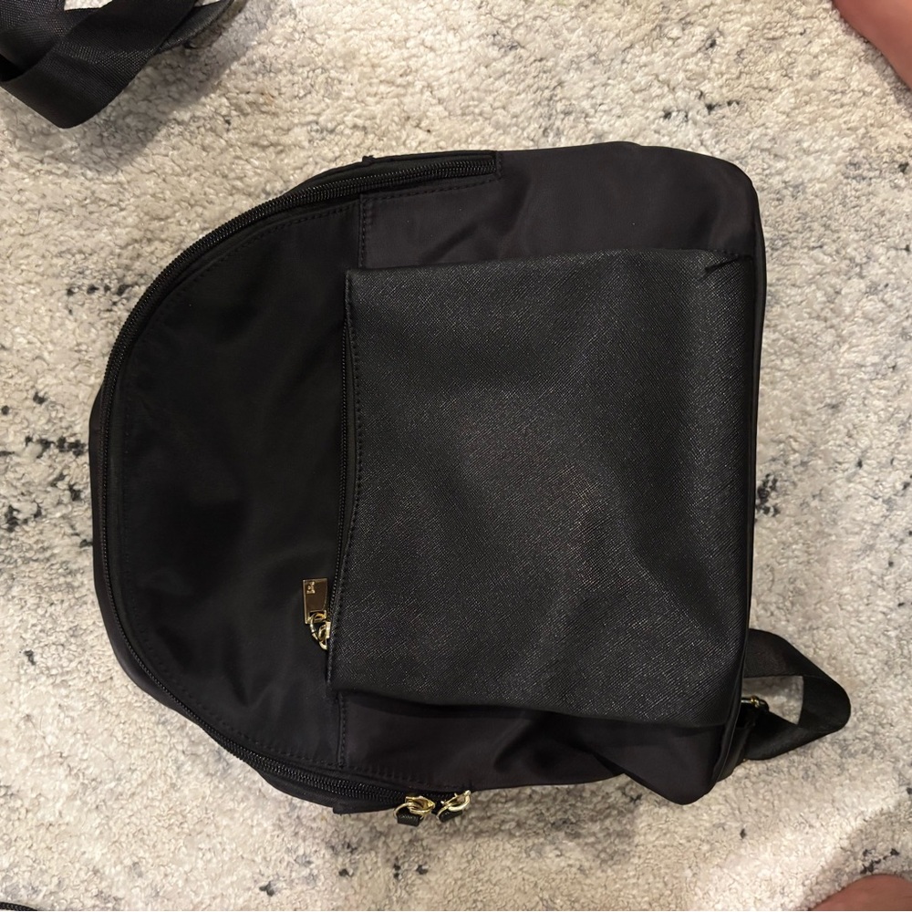 Black Backpack with Gold Accents